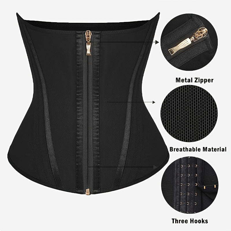 Women Adjust Hooks And Zipper Tummy Trimmer Control Waist Trainer Belt, High Compression Steel Boned Waist Belt