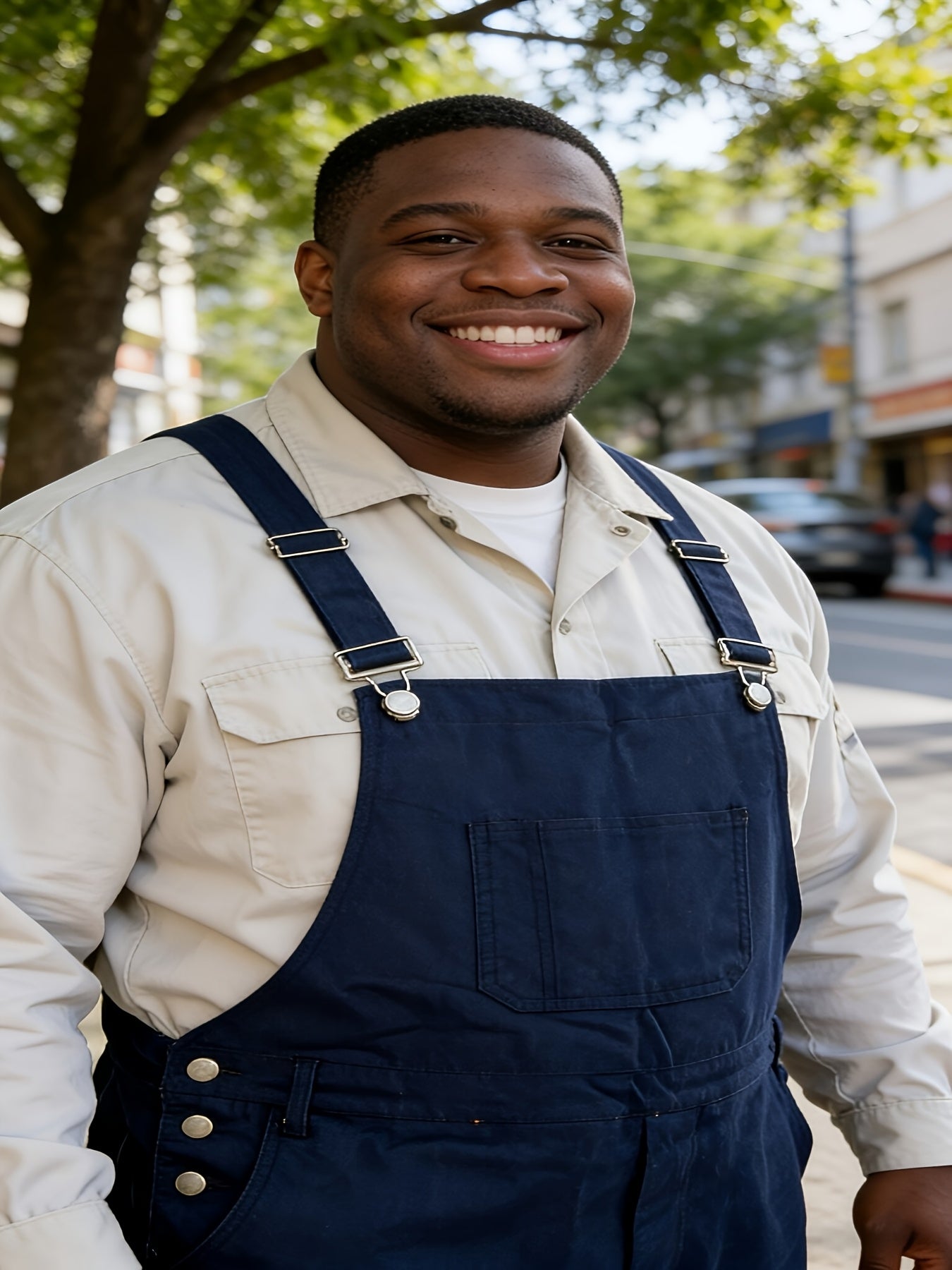 Plus-size Men's Loose-fitting Overalls, Suitable for Plus-size Men. Adjustable Straps, Durable Black Fabric, Suitable for Work And Outdoor Wear., PLUS SIZE