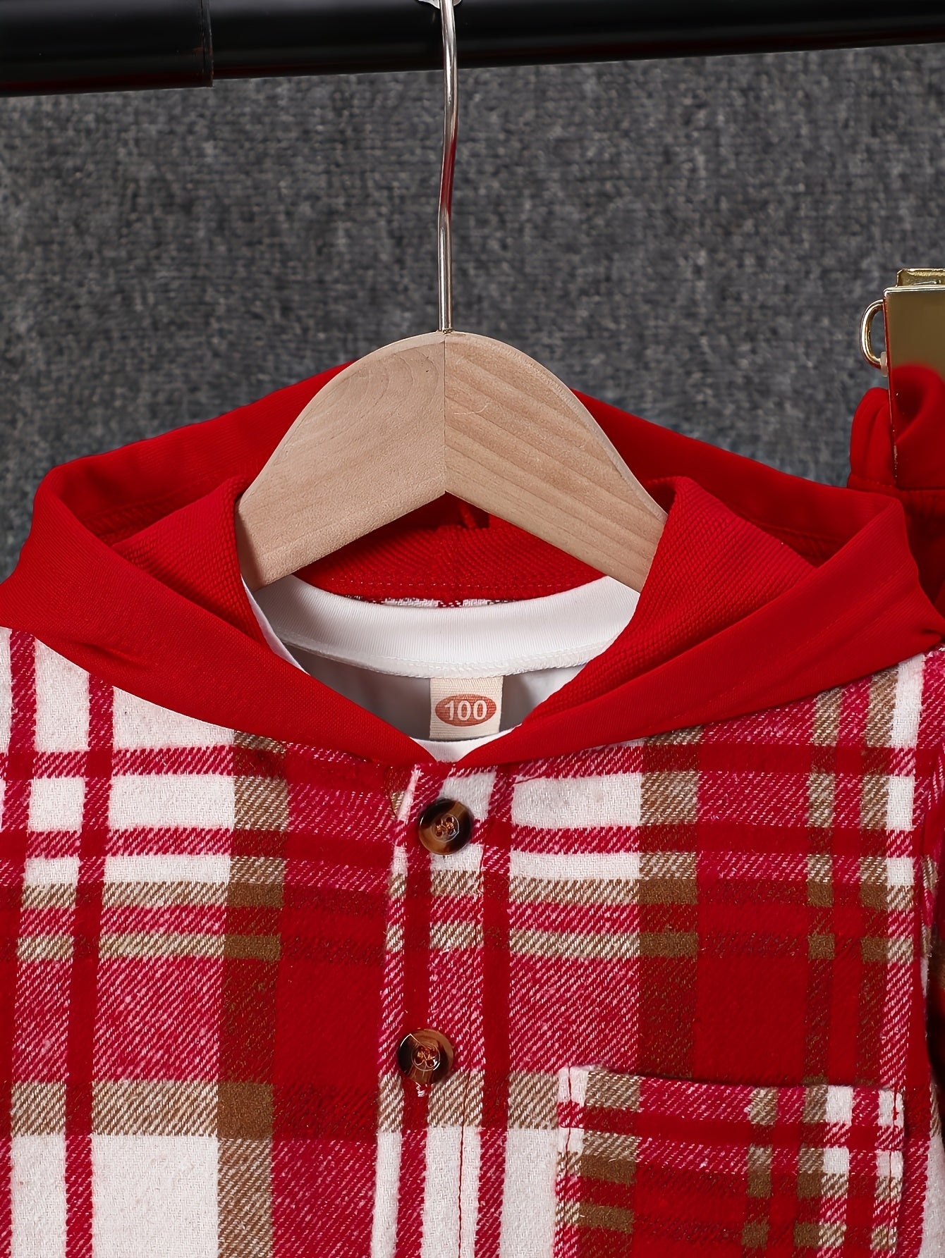 2pcs, Autumn And Winter New Boys' Long-Sleeve Plaid Cardigan Suit Boys' Puff Hooded Jacket Boys' Fashion Work Pants, for Outdoor