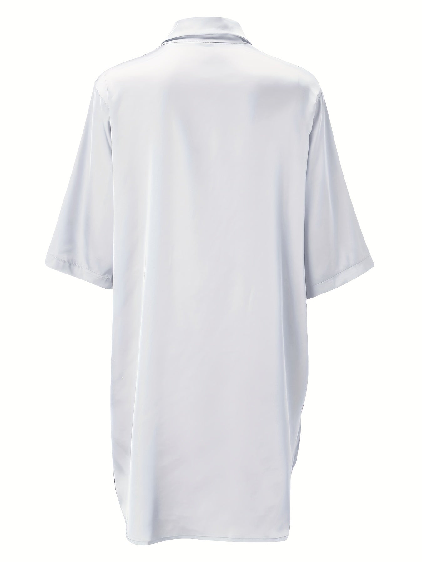 European And American Solid Color Sexy Shirt for Women Comfortable And Smooth Home Wear Long Pajamas
