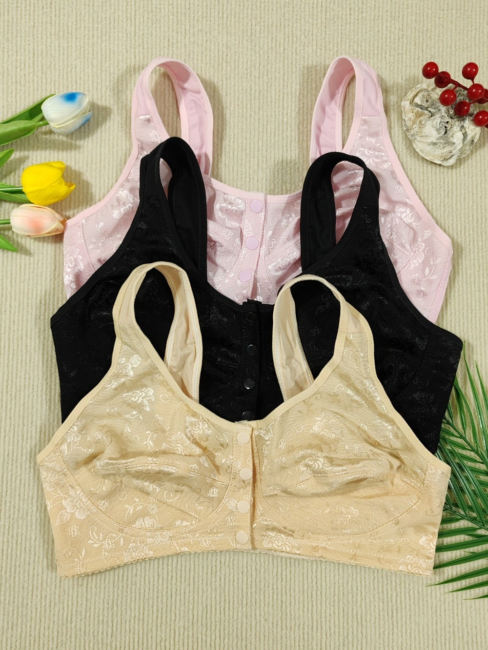 Women's Lace Bralette - 3-Pack Unpadded, Light Support