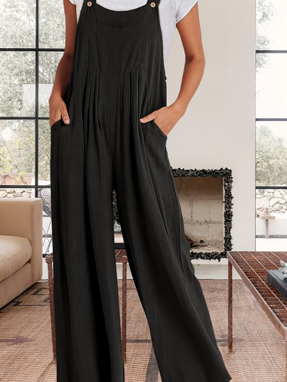 1pc Polyester Women's Sleeveless Cami Jumpsuit Wide Leg Pants, Black Friday/Christmas Wear, Spring/Summer/Fall Casual/Dating, Versatile Machine Washable, Perfect for Summer Vacations, Christmas, Black Friday, Casual Outings, Beach Wear, Parties
