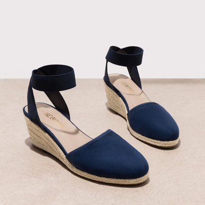 Women's Elastic Ankle Strap Espadrilles Wedge Sandals Closed Toe Platform For Women Ankle Strap Casual Comfortable Wedge Sandals Breathable And Comfortable, Suitable For Spring, Summer And Fall