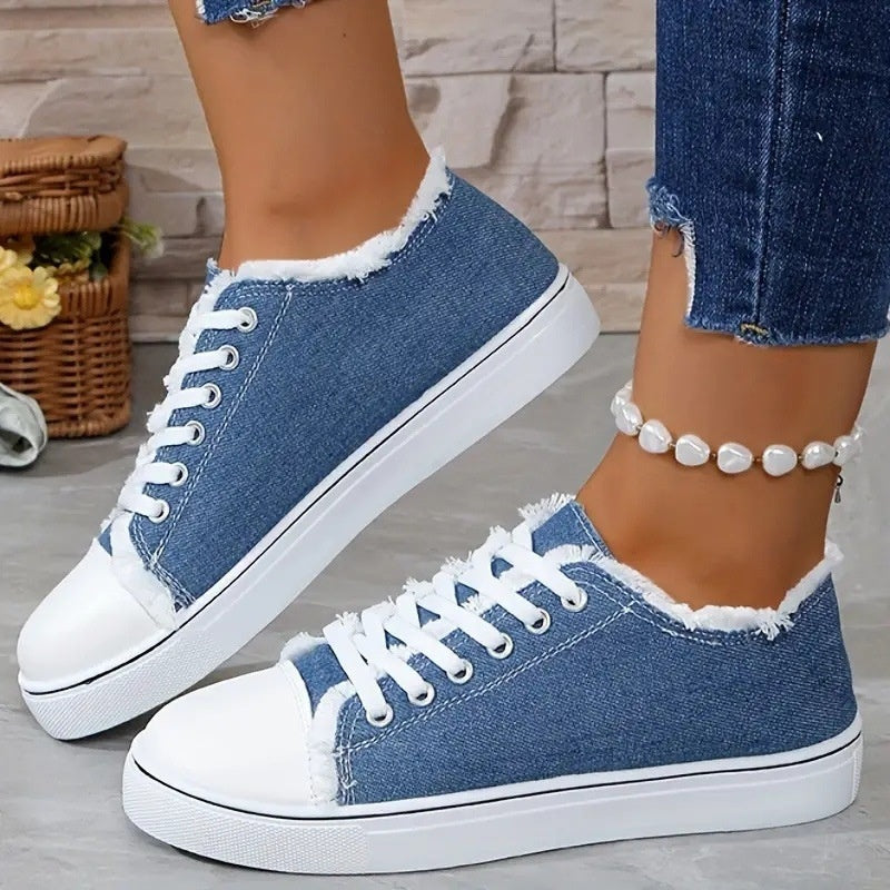 Women'S Lightweight Casual Sneakers- Low-Top Lace-Up Shoes, Soft Fabric Lining And Durable TPU Outsole, Geometric Skull Design, All-Season Comfort, EVA Cushioning Insole, Fabric Upper, European And American Style