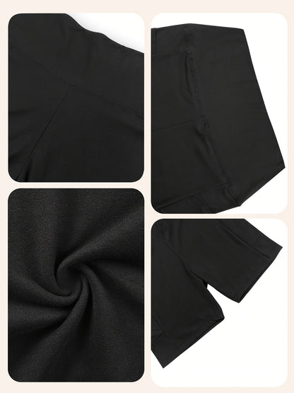 1pc Women's High-Waisted Yoga Shorts with Tummy Control & Pockets - Breathable Workout Gym Shorts, Tight-Fitting Low-Rise Athletic Pants for Summer, Gymnastics, Training (Black/Grey/Navy/Pink/ Brown) - Non-See-Through Quick-Dry