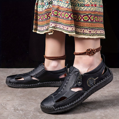 Women's Handcrafted Casual Sandals, Zipper Style Overhead Sandals, Women Shoes