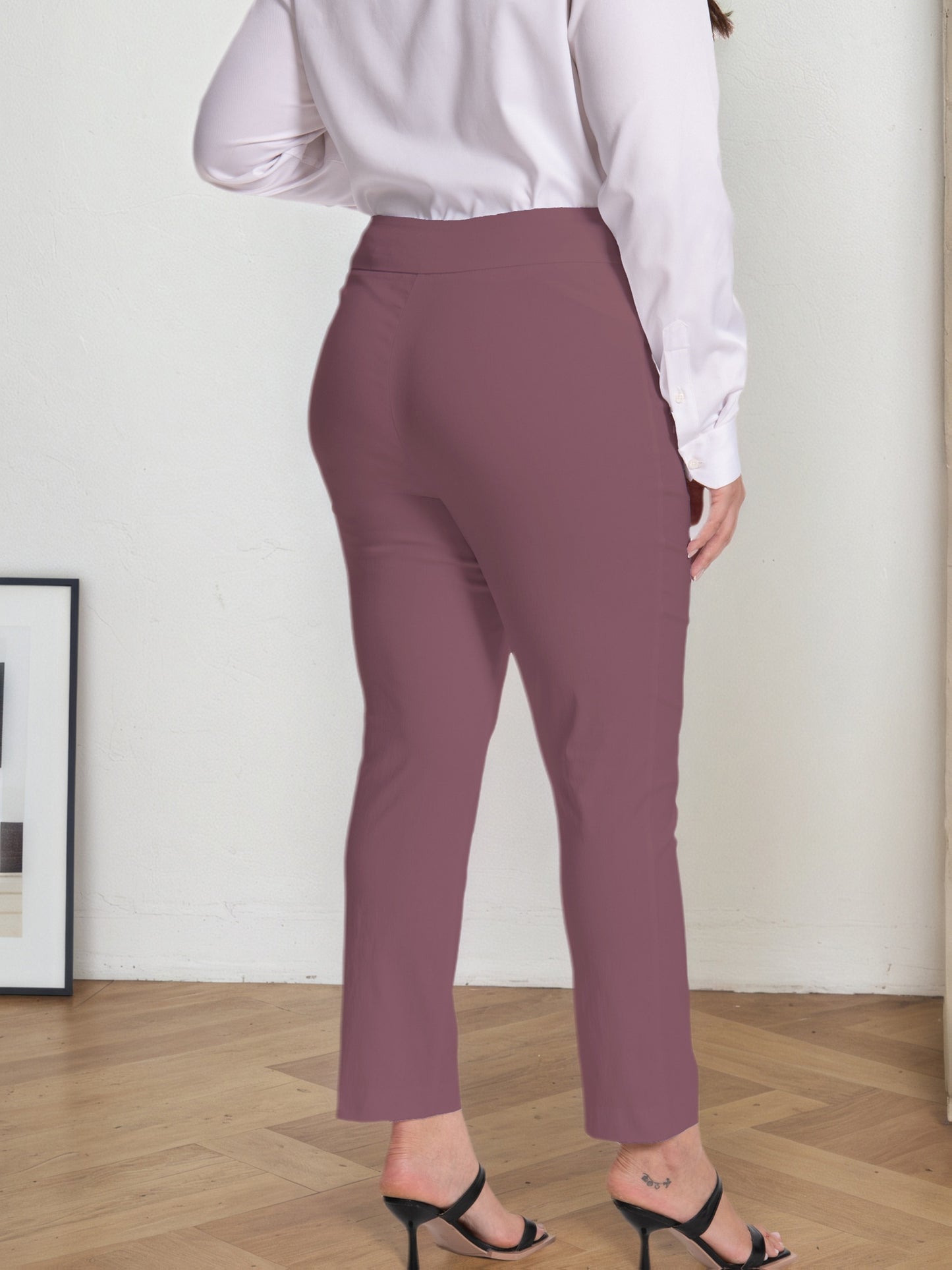 Plus Size - Plus Size - Women Pull on Pant with Silver During Super Stretch Soft Millennium Fabric to Work Ankle Pant