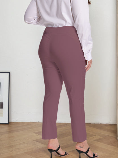 Plus Size - Plus Size - Women Pull on Pant with Silver During Super Stretch Soft Millennium Fabric to Work Ankle Pant