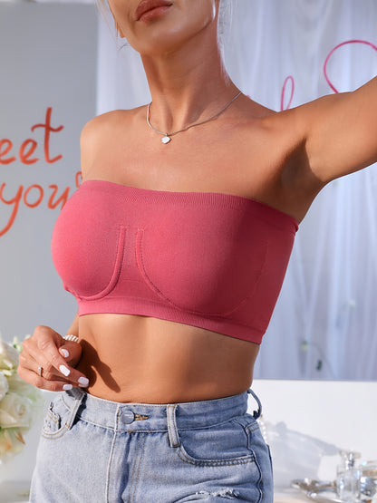 3pcs Esselegance Plus Size Strapless Bras for Women, Seamless Bandeau Tube Bra -Wire-Free Non-Slip Design, High-Stretch And Breathable for Backless Dresses Daily Comfort