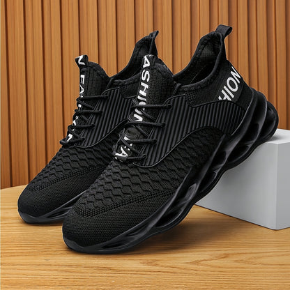 A Pair Of Fashionable, Breathable Knitted Running Shoes For Men And Women Suitable For All Seasons.