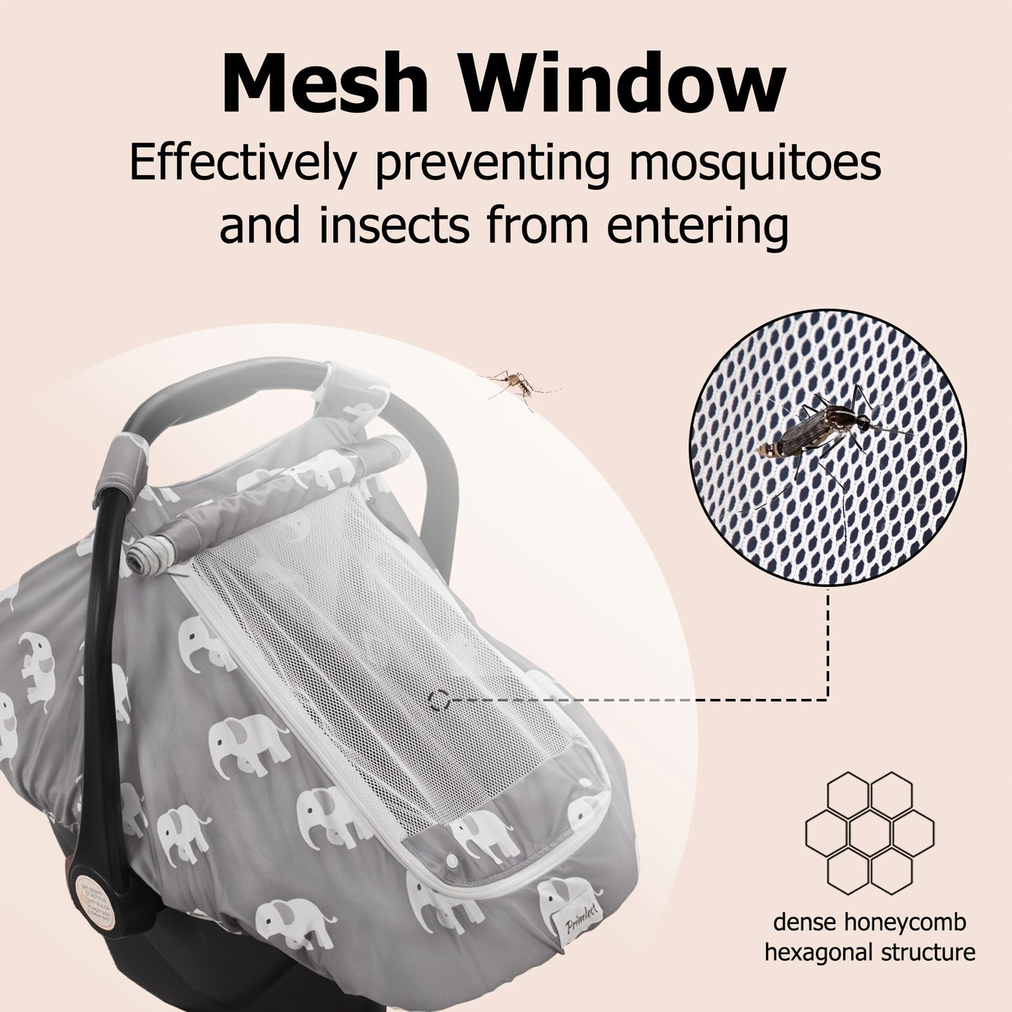 Beavtaens Car Seat Covers for Babies, Breathable and Stretchy Carseat Canopy with Large Window, Kick-Proof & Windproof, for Boys Girls