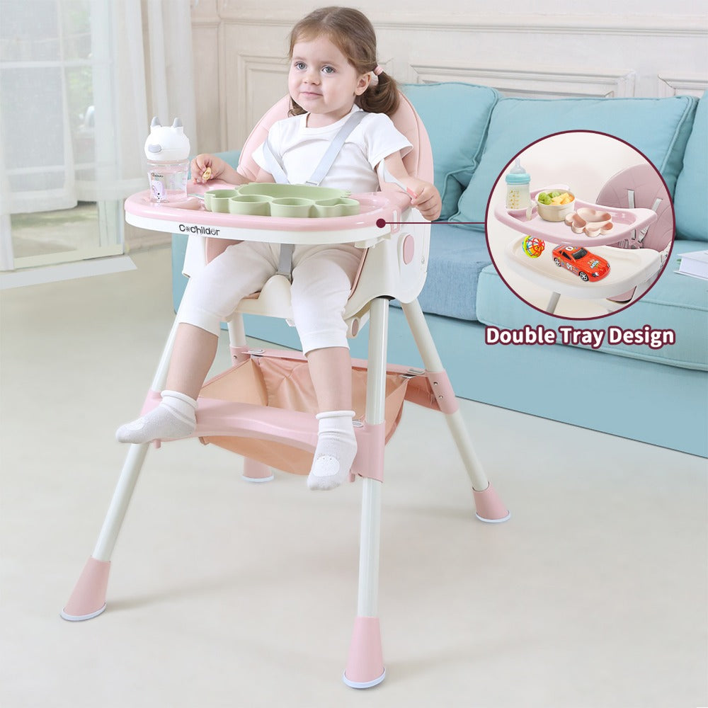 Convertible Baby High Chair - Compact Fold Adjustable