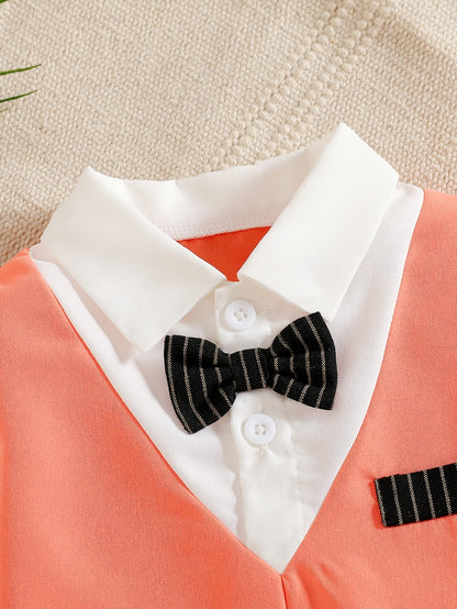 Baby Clothing, Baby Products, Baby Spring And Autumn Suits, Wedding And Birthday Party Gifts, Suits, Fake Two-Piece Long Sleeved Tops And Pants, Children'S Gentleman Suits, School Season Hot Items, Baby Boy Birthday Gifts, Valentine'S Day Gifts