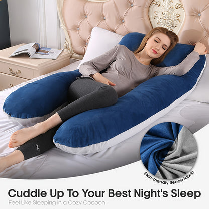 47-Inch U-Shaped Extra Large Pregnancy And Adult Luxury Full-Body Maternity Sleep Pillow, with Removable Pillowcase Cover, Ideal for Side Sleepers, Provides Support to Pregnant Woman'S Back, Hips, Legs, Belly, And Abdomen, Ensuring Comfortable Sleep