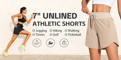 2-Pack Athletic Shorts for Women - Breathable Stretchy Quick-Dry Durable with Waistband for Running Gym Tennis Summer Running Short