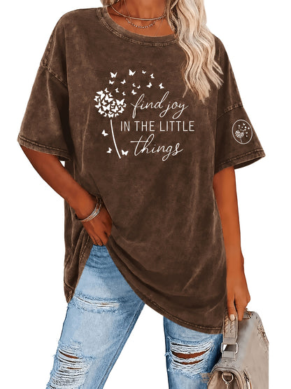 Women's Vintage Washed T-Shirt - 230g Thick Short Sleeve Round Neck Retro Loose Fit Tee with Washable Softness, Casual Spring Summer Casual Attire for a Layering Piece (Machine Washable)