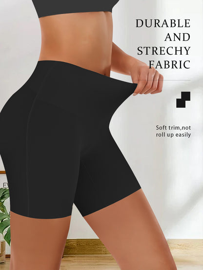 4pcs Of Women's High-Waisted Tummy-Tightening Safety Underpants, Riding Sports Boxer Shorts Combining Hip-lift And Anti-glare Features for Riding And Sports