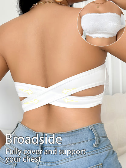 Women'S Fashion Back Side Buckle Lace Splicing Underwear Strapless Tube Top