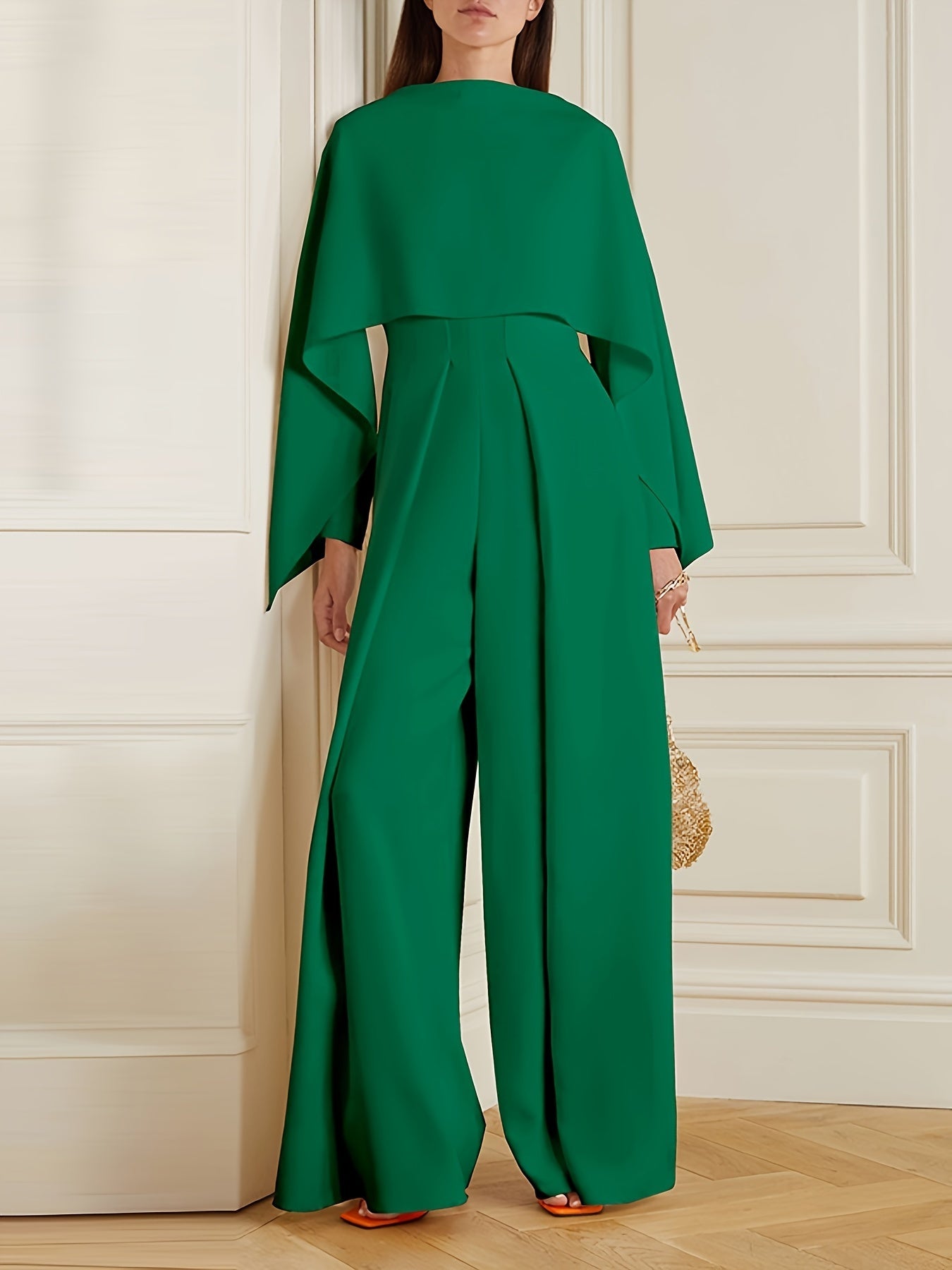 Women'S Fashion Solid Color Zipper Elegant Wide Leg Jumpsuits 2024 New Spring Autumn Long Sleeves Casual Jump Suits