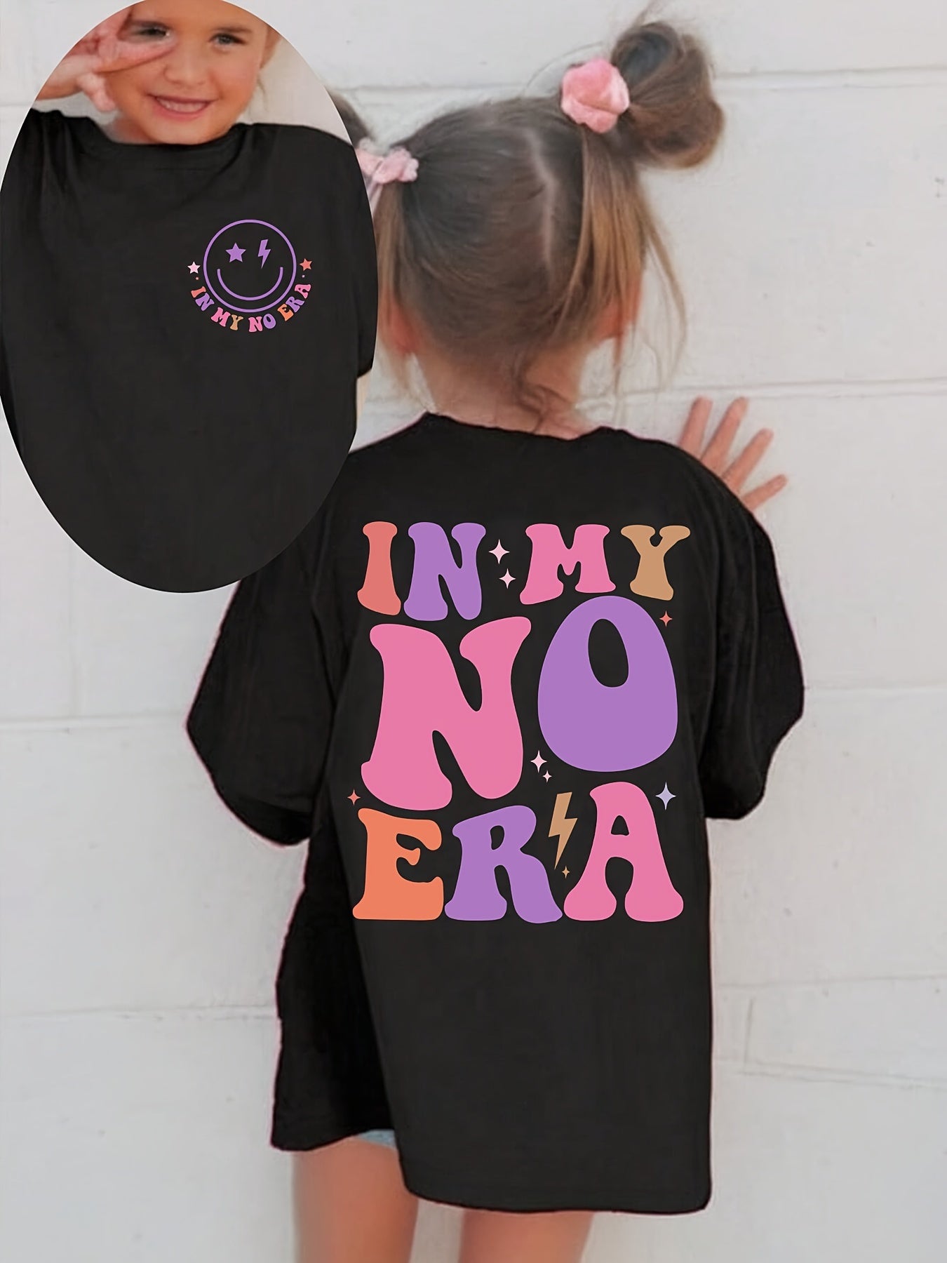 A Short-Sleeved T-Shirt for Featuring The Phrase "In My No Era" Printed on It, Designed with a Relaxed Crew Neck, Slight Stretch, Regular Fit, And Detailed Stitching, Available in Black