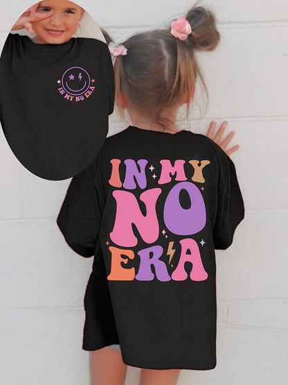 A Short-Sleeved T-Shirt for Featuring The Phrase "In My No Era" Printed on It, Designed with a Relaxed Crew Neck, Slight Stretch, Regular Fit, And Detailed Stitching, Available in Black
