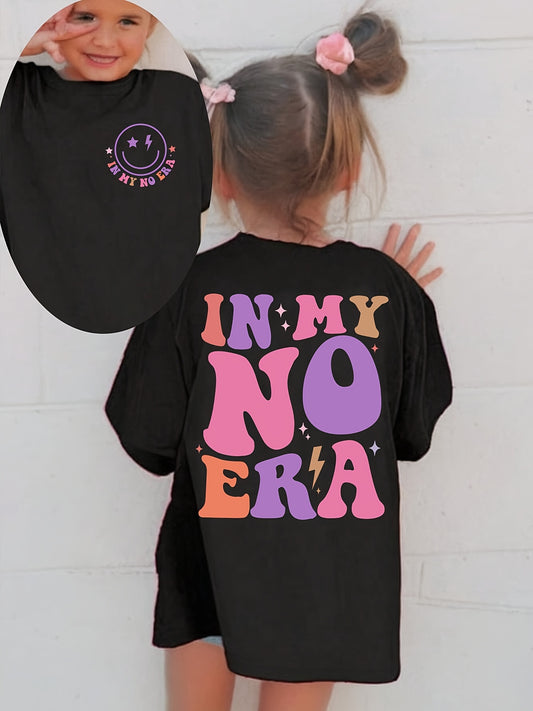 A Short-Sleeved T-Shirt for Featuring The Phrase "In My No Era" Printed on It, Designed with a Relaxed Crew Neck, Slight Stretch, Regular Fit, And Detailed Stitching, Available in Black