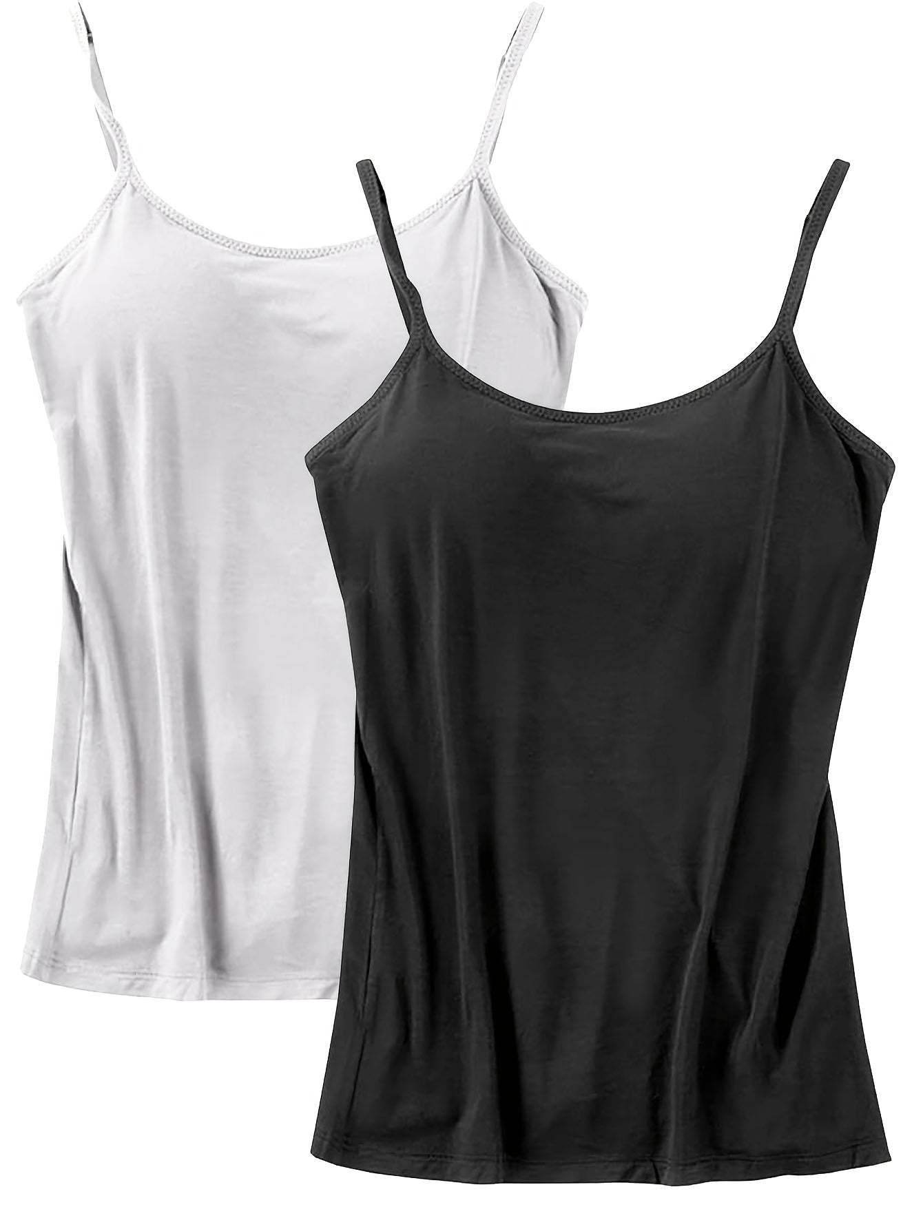 Ladies' Tank Top Featuring an Integrated Bra - Padded Camisole For, Highly Elastic Spaghetti Straps with Adjustable Breathable Straps Available in Sizes S to XL