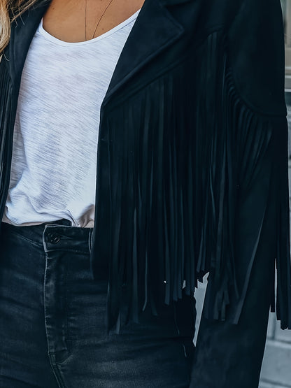 Faux Jacket Women Tassel Motorcycle Fringe Cropped Coats 2026 Spring Western Outfit Trendy Fall Long Sleeve Cowgirl Outfits Cardigan Jackets