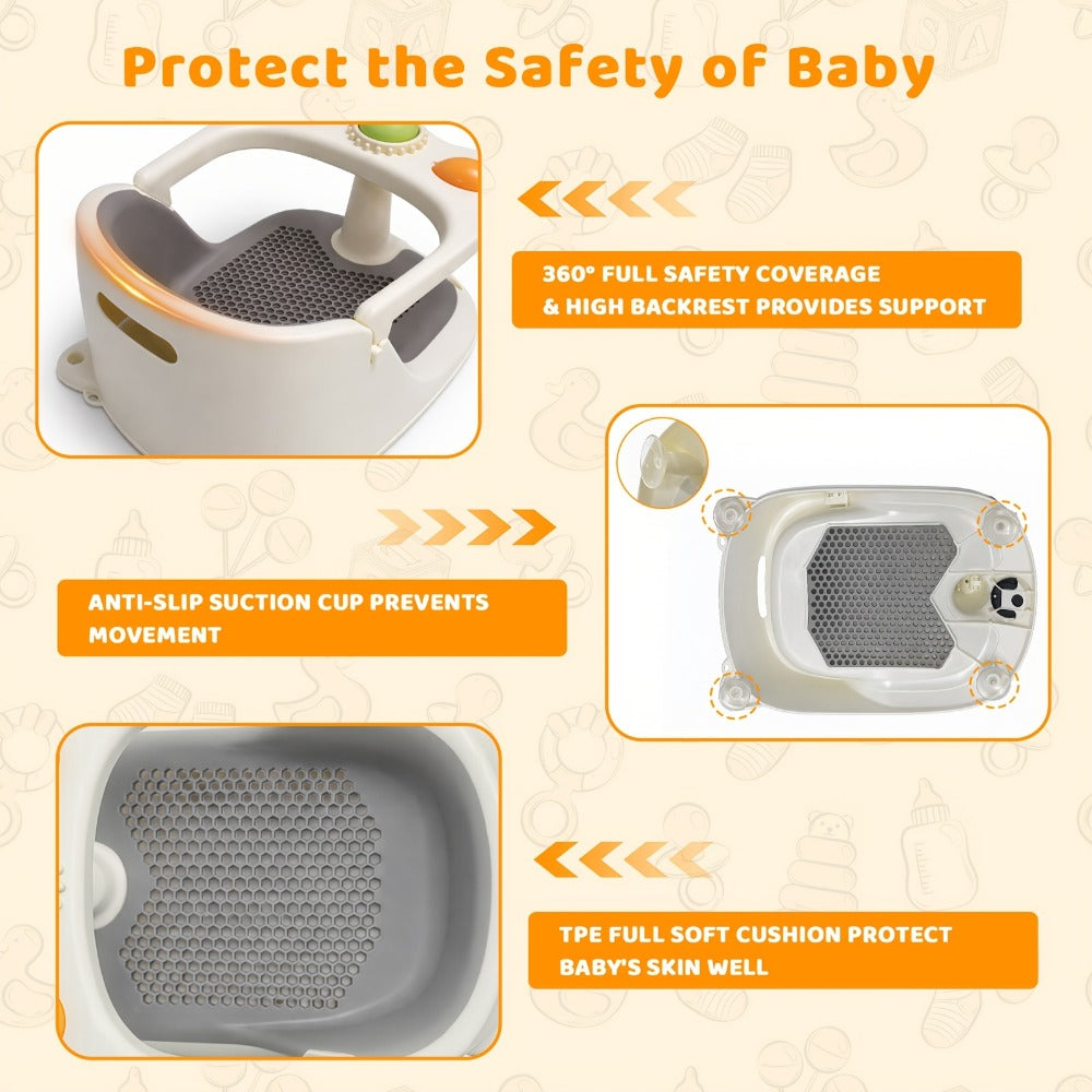 Baby Bath Seat - Non-Slip Soft Shower Safety