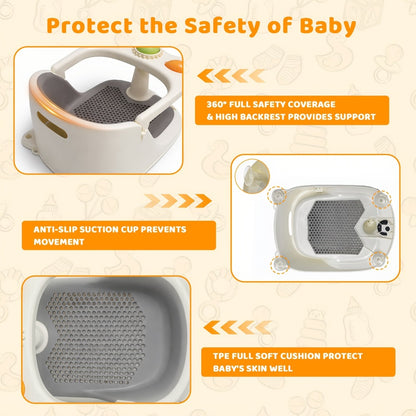 Baby Bath Seat - Non-Slip Soft Shower Safety