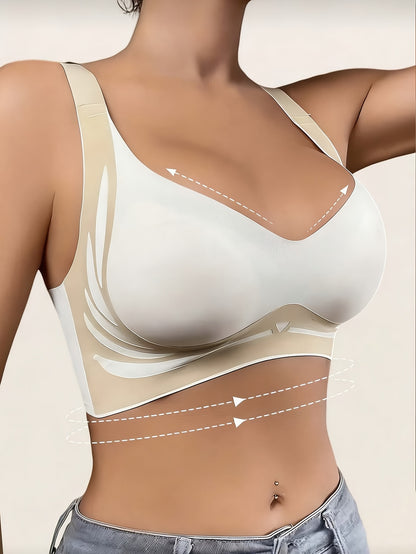 4pcs Wireless Bra Set for Women, Comfortable, Seamless, No Underwire Bra, Soft Support Daily Bra, Suitable for Home, Work, And Gym (Black, Blue, Green, Beige)