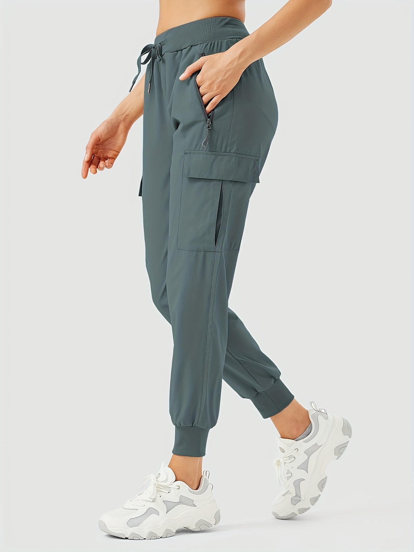 Women'S Cargo Joggers Hiking Pants Lightweight Camping Quick Dry 50+ Zippered Pockets
