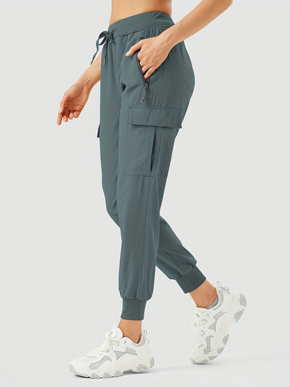 Women'S Cargo Joggers Hiking Pants Lightweight Camping Quick Dry 50+ Zippered Pockets