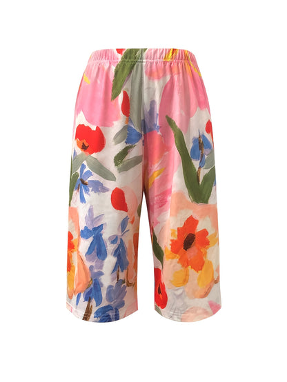 Summer New Floral Print Fashion Casual Literary Vacation Style Women'S Shorts