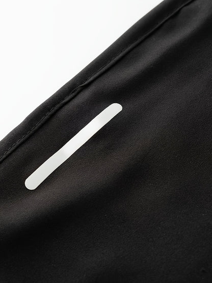 3pcs Men'S Stylish Athletic Shorts, Black Drawstring Design, Zipper Pockets, (Includes Wristband)Ideal For Summer Workouts And Outdoor Activities, Plus Size Shorts