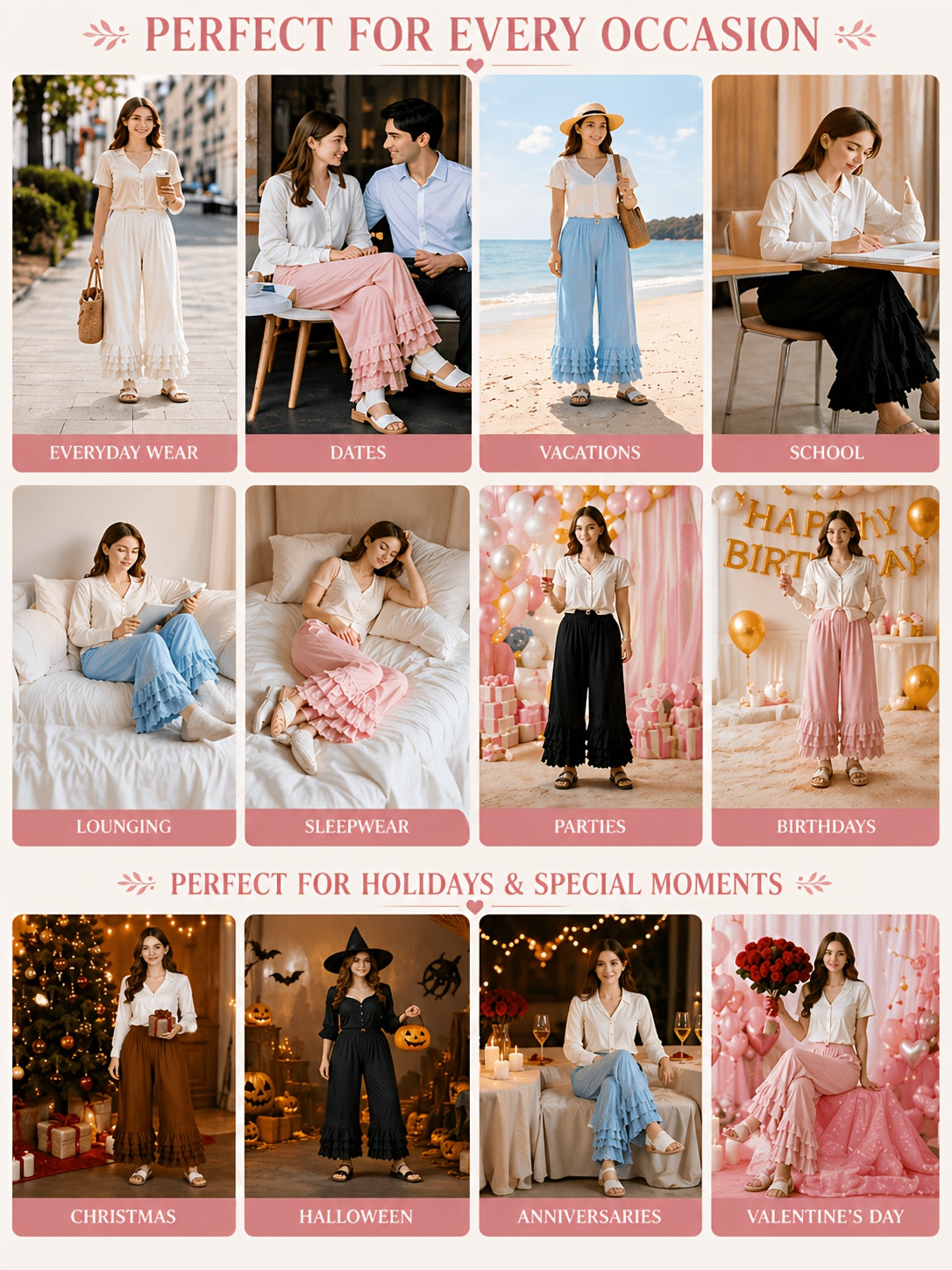 1pc Pants - Women's Large Size Spring And Summer New Sweet Four Layers Of Lace Stacking Bottoms Liner Pants Wide-legged Dress Pants, Super Suitable for Wearing As The Bottom Of The Skirt, Soft And Comfortable Pajama Pants