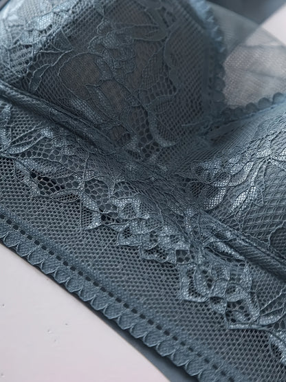 5pcs Elegant Floral Lace Wireless Bralette Bra, Comfy & Breathable Full Coverage Push Up Intimates Bra, Women's Lingerie & Underwear, Perfect for Adult Women's Casual Attire, Home, Dating And Other Occasions