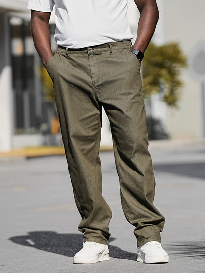 Men'S Plus Size Straight-Leg Jeans with Elastic Waist - Comfortable Denim Casual Trousers Featuring a Woven Design, Suitable for Spring, Summer, And Fall, Easy to Maintain (Machine Washable) - Plus Size Straight Leg Jeans for Men, PLUS SIZE