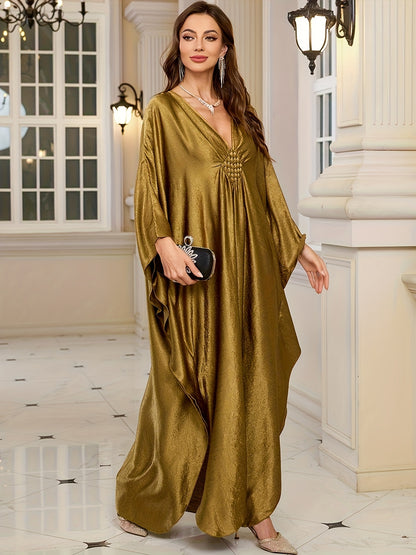 Women'S Caftans Kaftan Dresses Beach Cover Up Oversized Loose Beach Blouse Woven Gorgeous Golden Holiday Robe