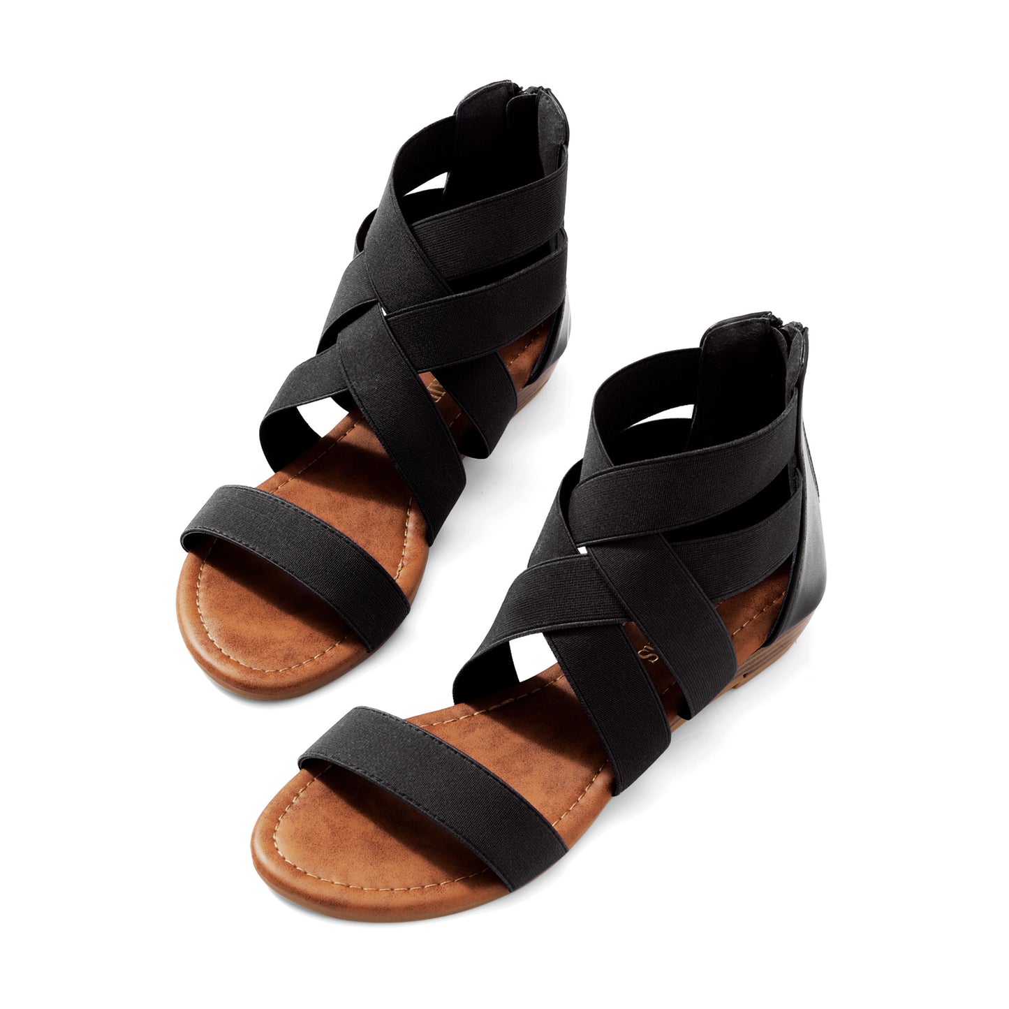 Womens Sandals, Simple Design, Women's Elastic Ankle Strap Low Wedges Sandals, Easy Slip-On, Suitable for Summer Vacation, Dating, Parties, Walking, Comfotrable