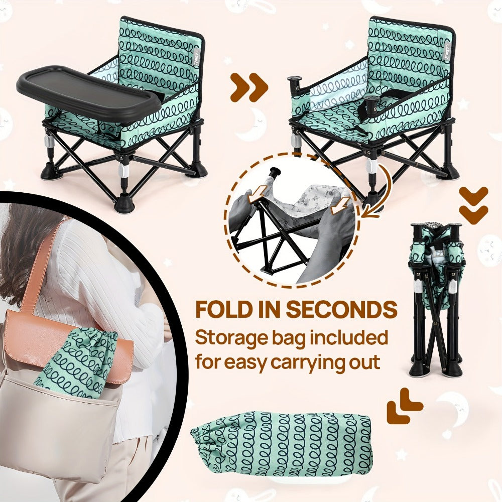 Portable Baby Chair - Foldable Tray Camping Seat