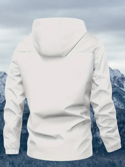 Men'S Sturdy Alpine Jacket - Premium Wind-Resistant Mountaineering Coat Featuring a Hood And Zippered Pockets - White Outdoor Skiing, Hiking, Snowboarding Windproof Parka - Washable Winter Jacket, Adventure Gear, Long-Lasting Quality