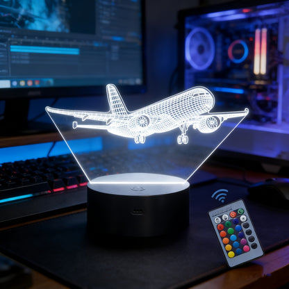 16-Color Airplane 3D Night Light - Touch-Control Illusion Display