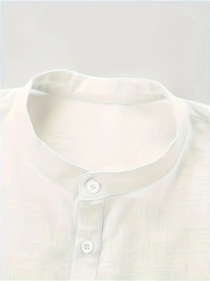 Men's Solid Plus Size Long Sleeve Casual Shirt - Stretch