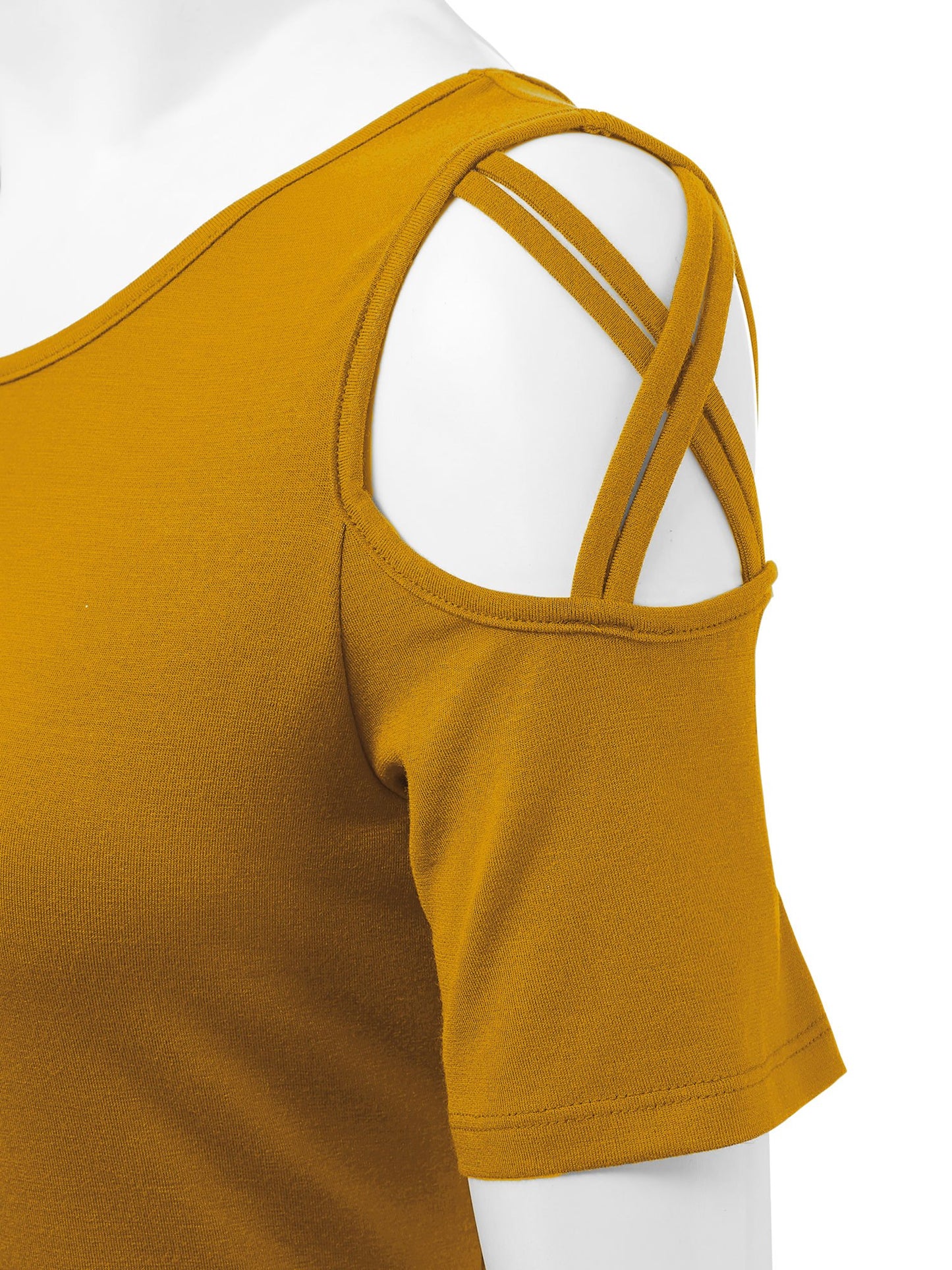 Women's Casual Open Strap Shoulder Short Sleeve Top