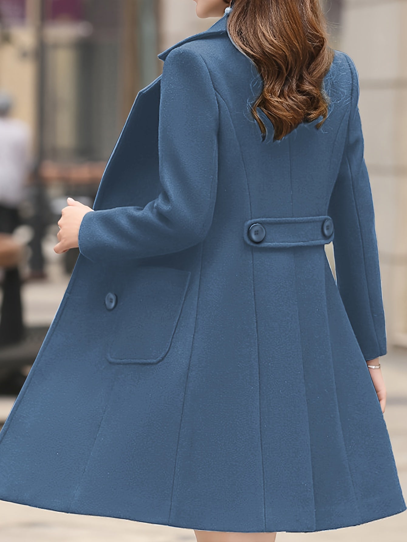 Mid-Length Coat for Women Featuring a Double-Breasted Lapel Design, Perfect for Winter