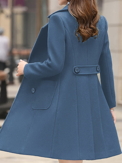 Mid-Length Coat for Women Featuring a Double-Breasted Lapel Design, Perfect for Winter