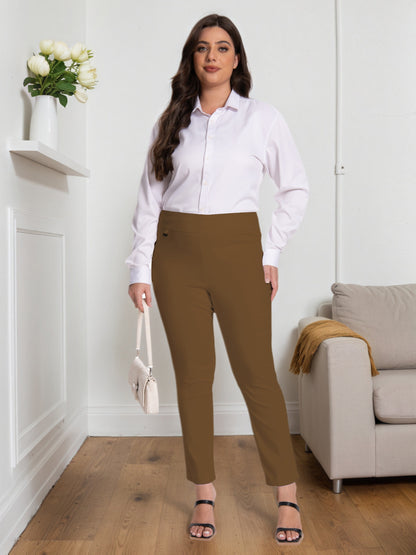 Plus Size - Plus Size - Women Pull on Pant with Silver During Super Stretch Soft Millennium Fabric to Work Ankle Pant