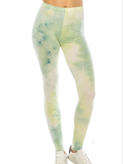 Tie Dye Print Skinny Yoga Leggings - Casual Sports Every Day Stretchy Leggings - Polyester & Spandex Blend - For Women - Suitable for Yoga, Fitness & Everyday Wear - Perfect Gift for Active Women