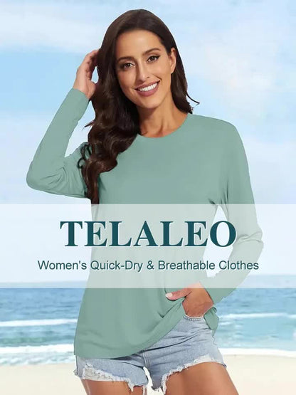 Set of 5 Women'S Long-Sleeve Shirts with Round Necks, Designed for Quick Drying, Suitable for, Fitness, And Outdoor, Available in Various Colors